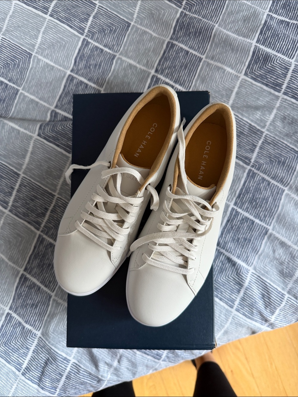 Cole Haan Cream Leather Lace-Up Sneakers